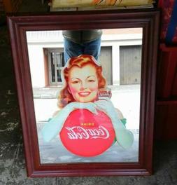 Specchio coca cola vintage cornice legno grande 60x73