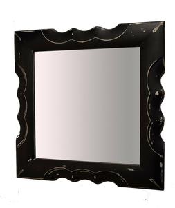 Specchio da parete VINTAGE 97x97 cornice in legno nero graff