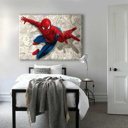 Spiderman  Uomo Ragno Super eroe Quadro Canvas telaio  legno